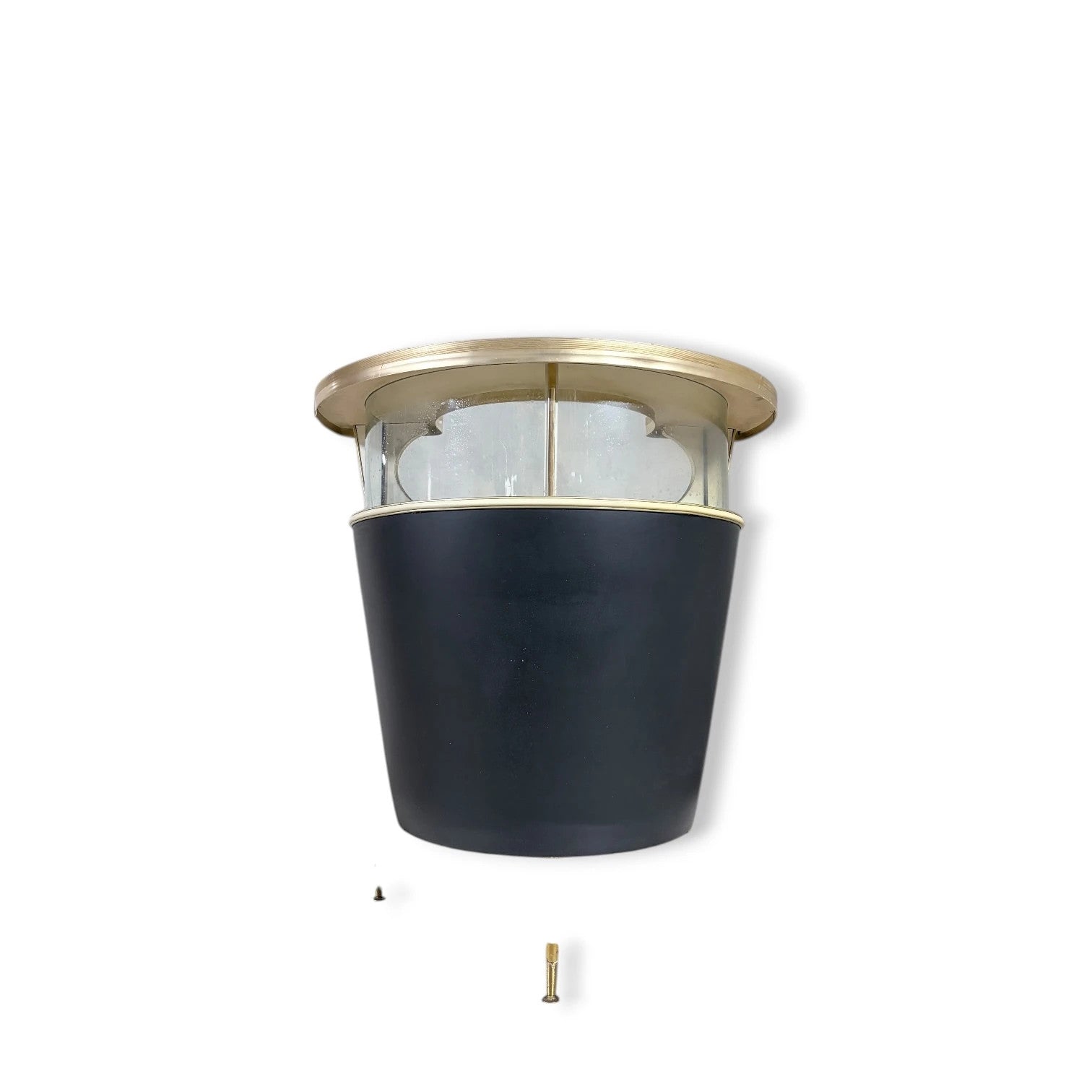 Mid-Century Drinks Bar – Space Age Black Brass Bar with Glass Panels & Formica — view 8