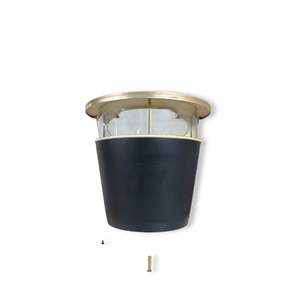 Mid-Century Drinks Bar – Space Age Black Brass Bar with Glass Panels & Formica — view 8