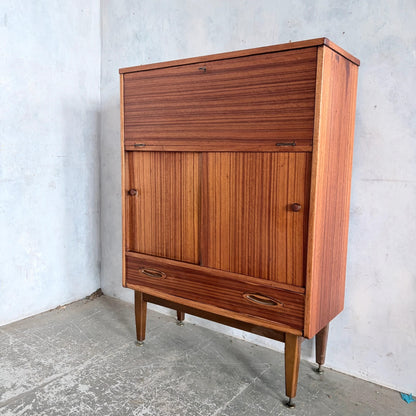 Mid Century Jentique Walnut & Teak Bureau Cabinet / Home Office Secretary Desk
