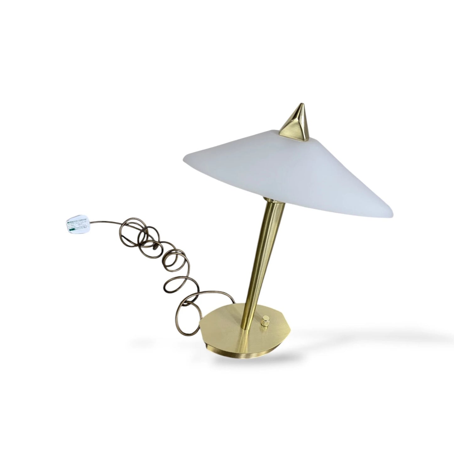 Vintage Brass & Frosted Glass Table Lamp – Postmodern Art Deco Revival