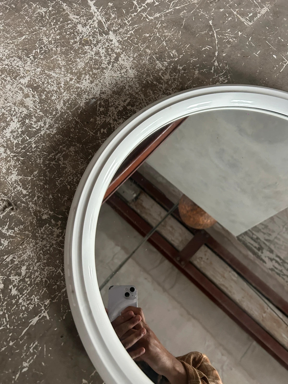 Dutch Space Age Mirror | 1970s White Plastic Round Wall Mirror