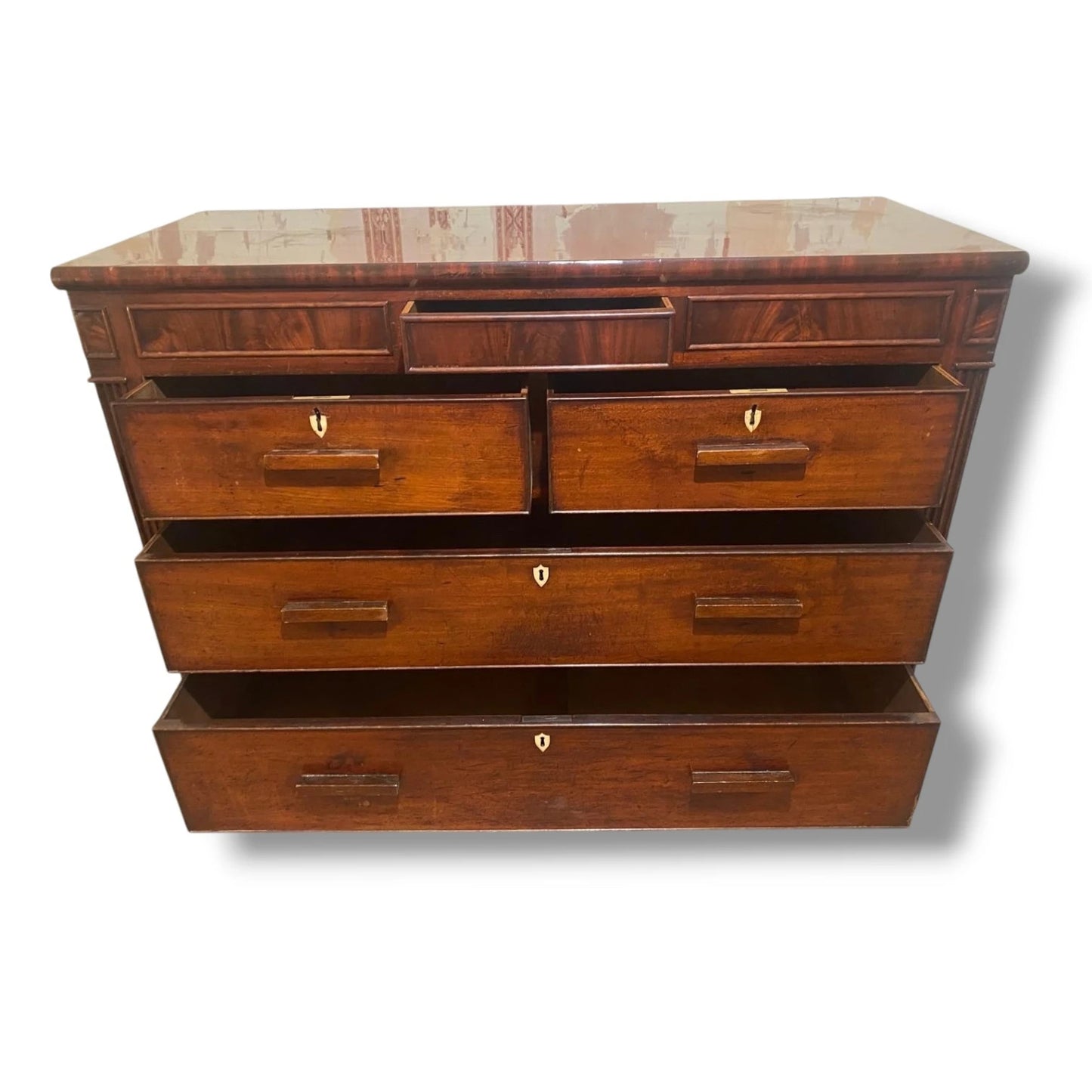 Antique Mahogany Chest – 19th Century Vintage Chest Drawers with Secret Compartment