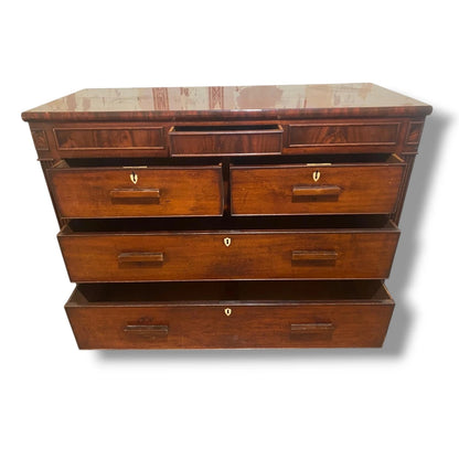 Antique Mahogany Chest – 19th Century Vintage Chest Drawers with Secret Compartment