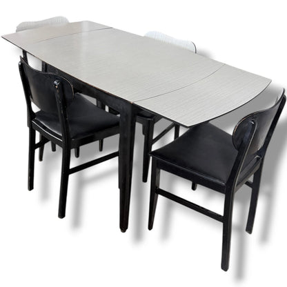Vintage Drop-Leaf Dining Table – Mid-Century White Formica Extendable Set
