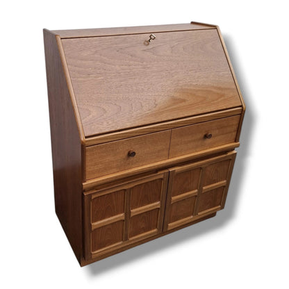 Teak Writing Bureau – Mid Century Desk | Drop Front Vintage Teak Desk