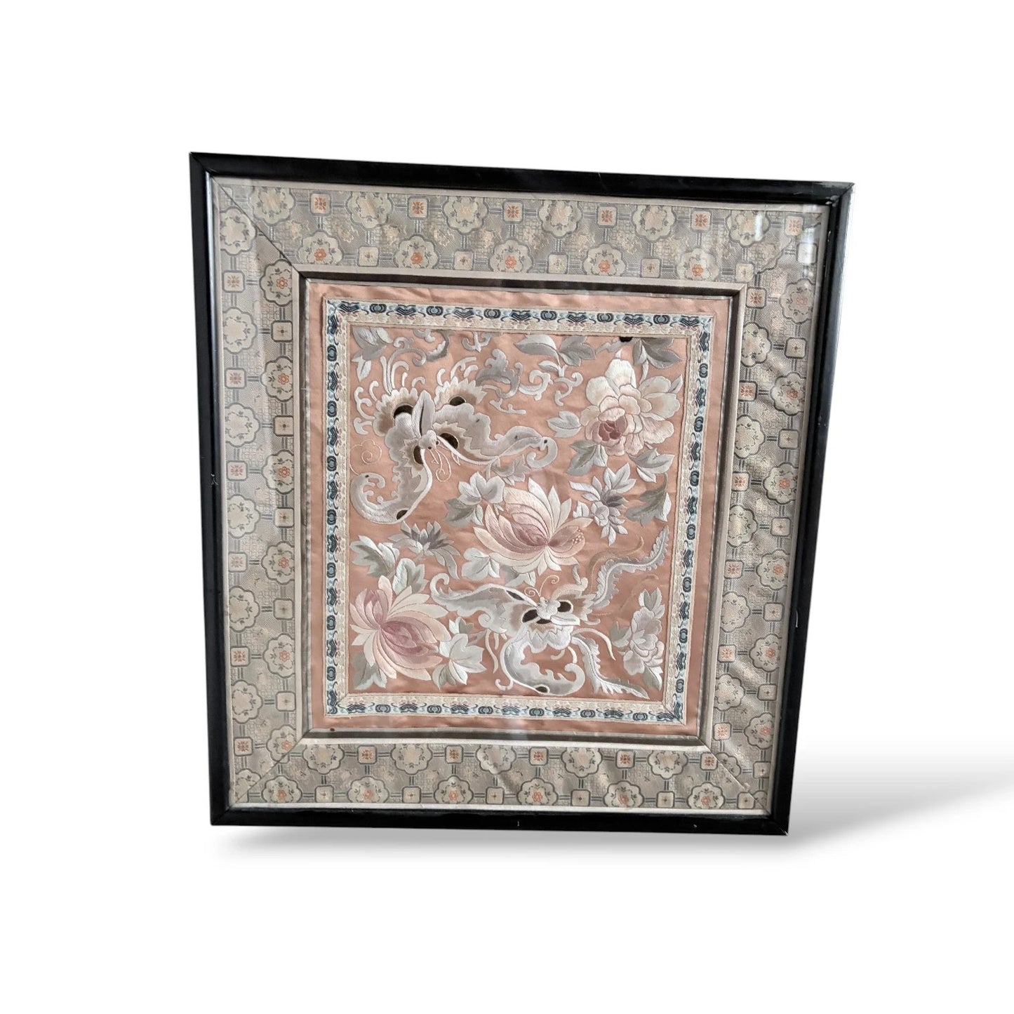 Vintage Chinese Silk Embroidery Panel – Framed Suzhou Embroidered Textile Art