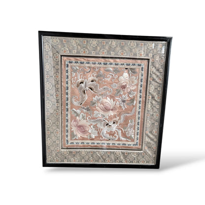 Vintage Chinese Silk Embroidery Panel – Framed Suzhou Embroidered Textile Art