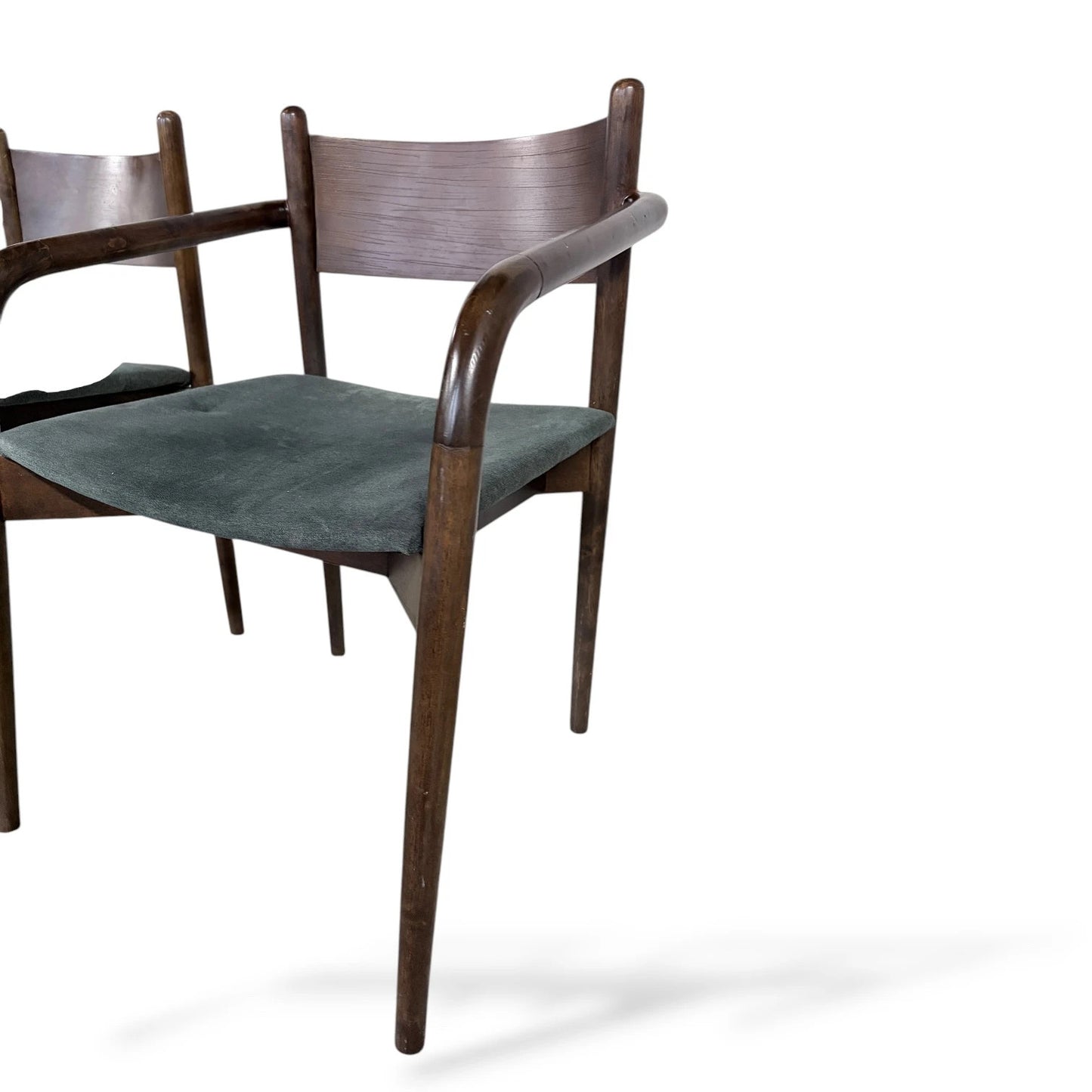 Pair of Mid-Century Modern Dark Wood Dining Chairs – Danish Style