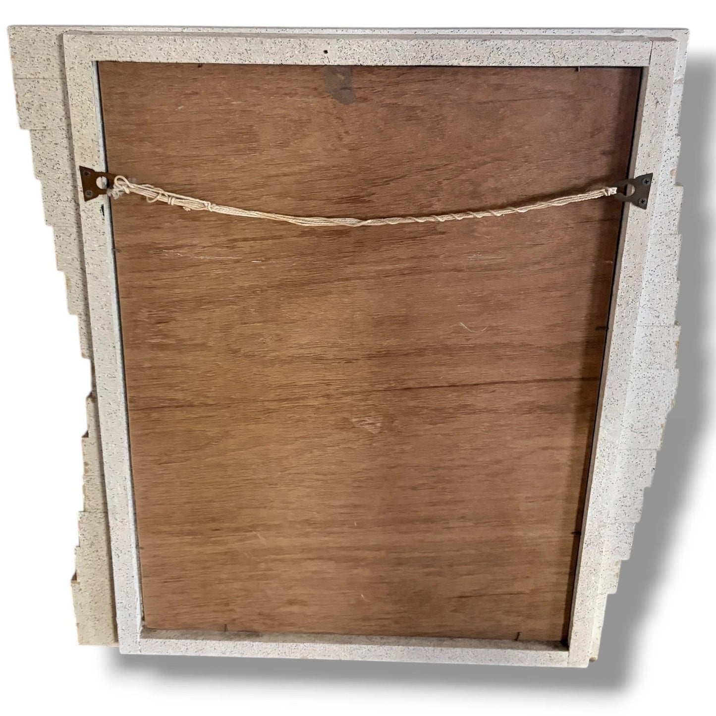 Textured Wall Mirror – Vintage Modernist Sculptural Frame | Neutral Tone Statement Piece