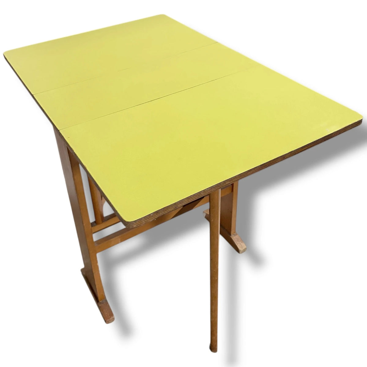 Vintage Drop-Leaf Table - Yellow Formica Top | Compact Mid-Century Kitchen Dining