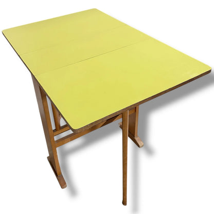 Vintage Drop-Leaf Table - Yellow Formica Top | Compact Mid-Century Kitchen Dining