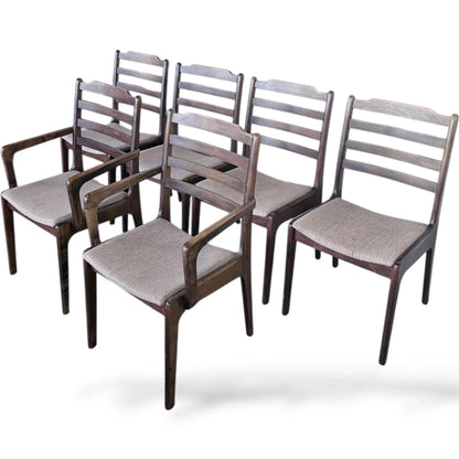 Rosewood Dining Chairs - Set of Six Mid Century Scandinavian Upholstered Seats