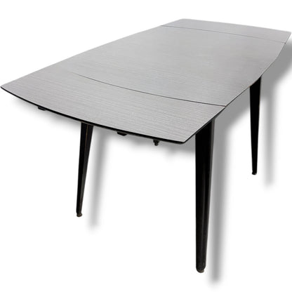Extendable Dining Table – White Formica Top with Black Legs | Mid-Century Vintage Design