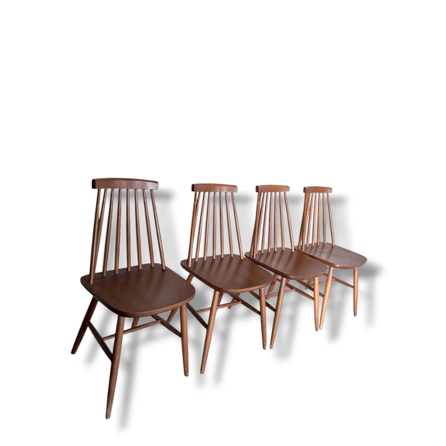 Set of 4 Danish Stickback Dining Chairs – Mid-Century