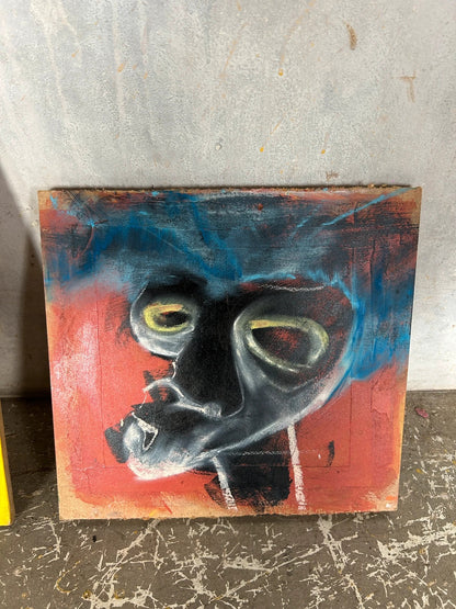 Neo-Expressionist Abstract Portrait Painting | Basquiat Style Vintage Art