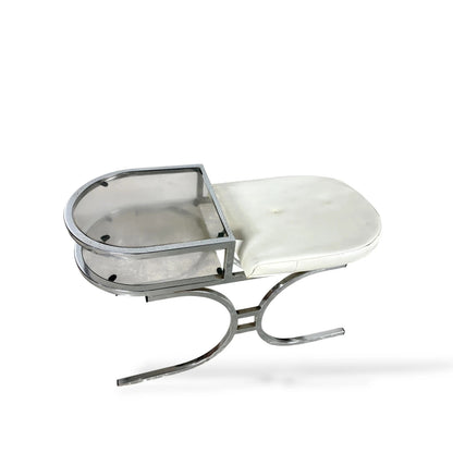 Chrome and Glass Telephone Bench – 1970s Space Age Design