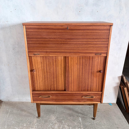 Mid Century Jentique Walnut & Teak Bureau Cabinet / Home Office Secretary Desk