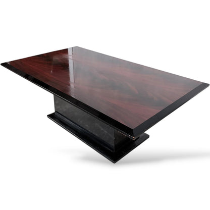 Art Deco Coffee Table – Rosewood Effect With Black Lacquer Pedestal Base
