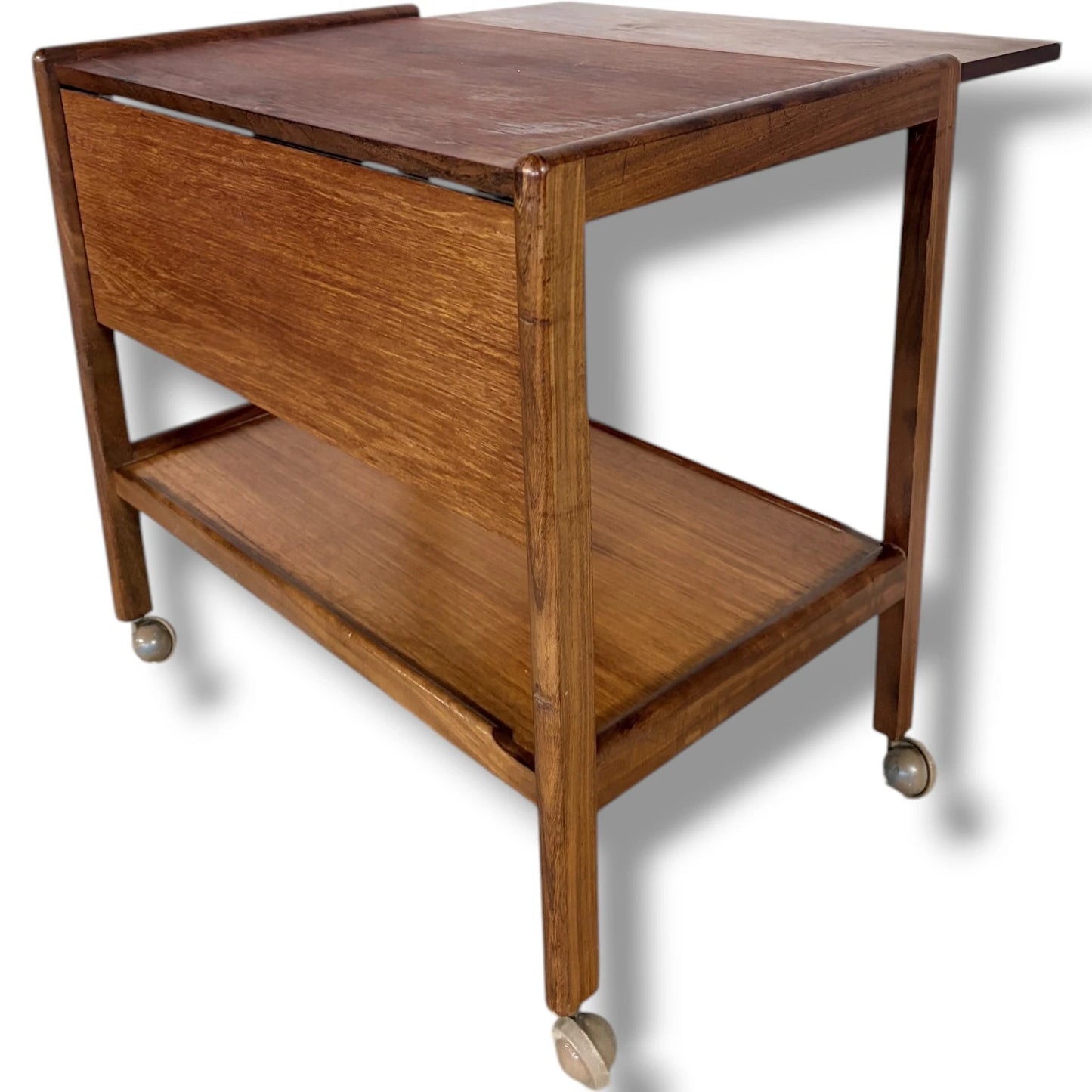 Danish Teak Trolley - Mid Century Extending Cart With Smooth Rolling Castors