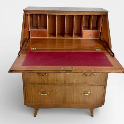 Mid Century Sutcliffe of Todmorden Walnut Bureau Writing Desk