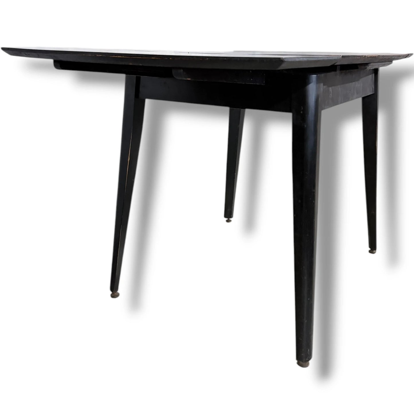 Extendable Dining Table – White Formica Top with Black Legs | Mid-Century Vintage Design