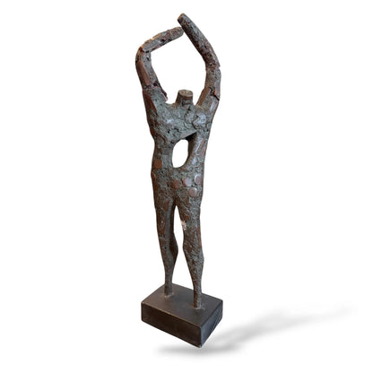 Abstract Oxidised Copper Sculpture – Mid-Century Modern Brutalist Figure
