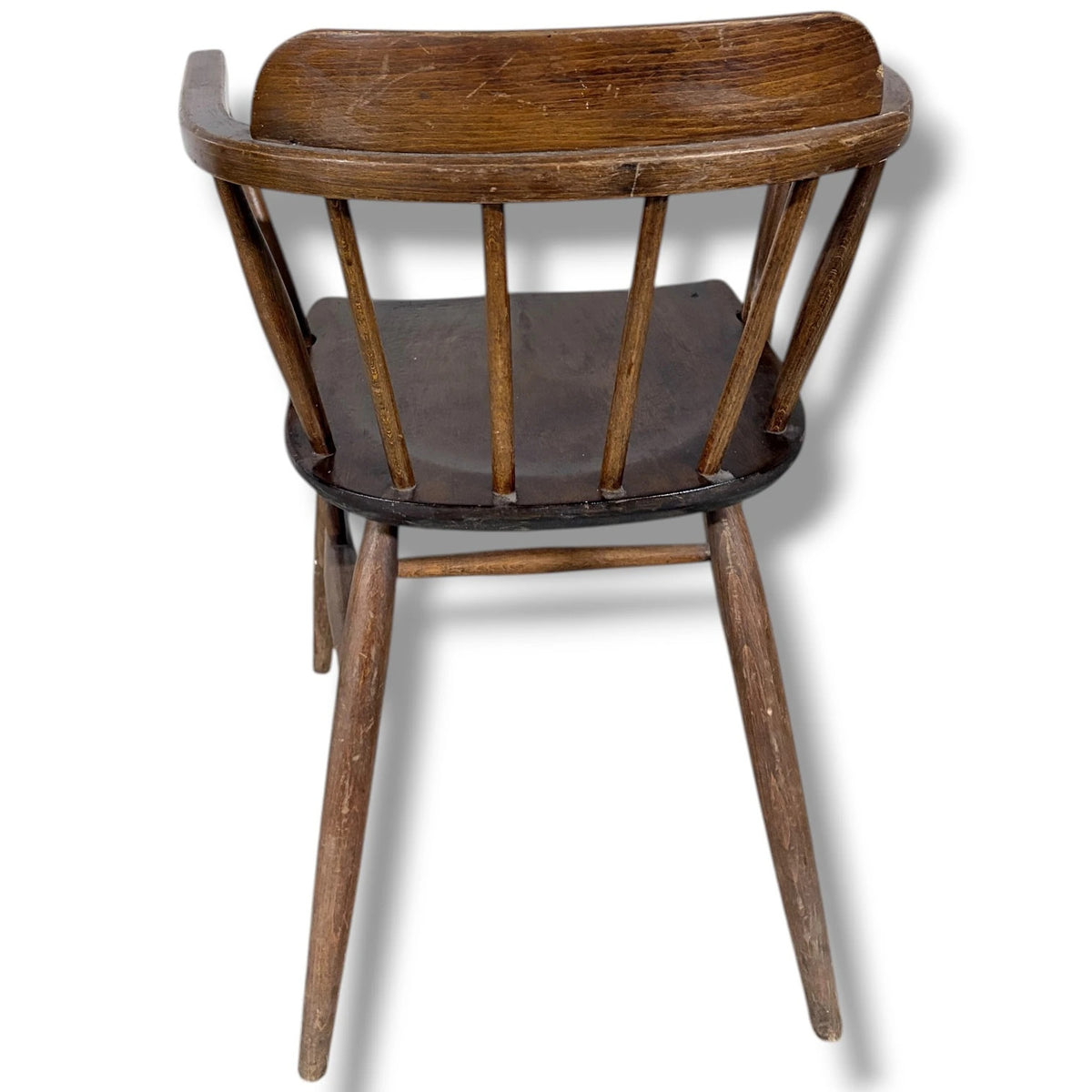 Vintage Oak Captain Chair - Classic Bentwood Dining Chair With Spindle Back Design