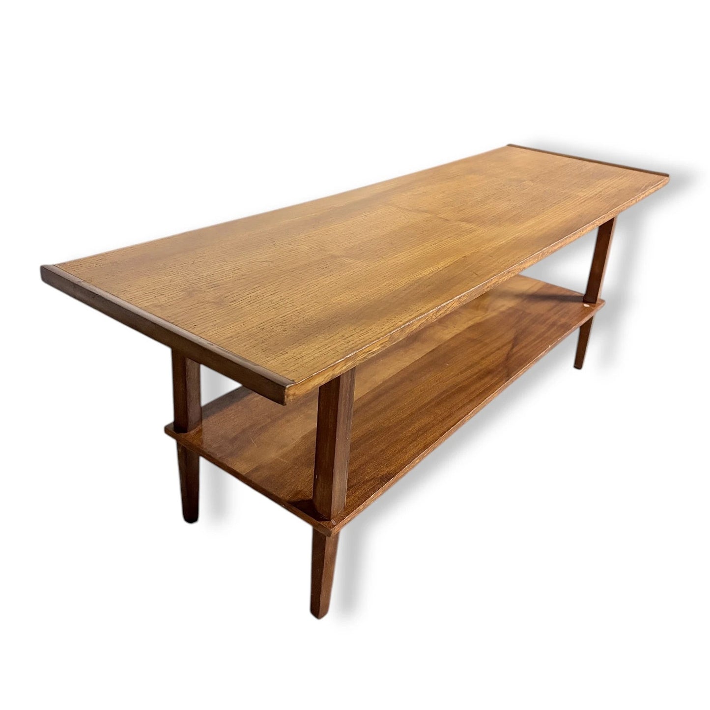 Mid Century Coffee Table - Teak Toned Hardwood Retro Living Room Centrepiece — view 9