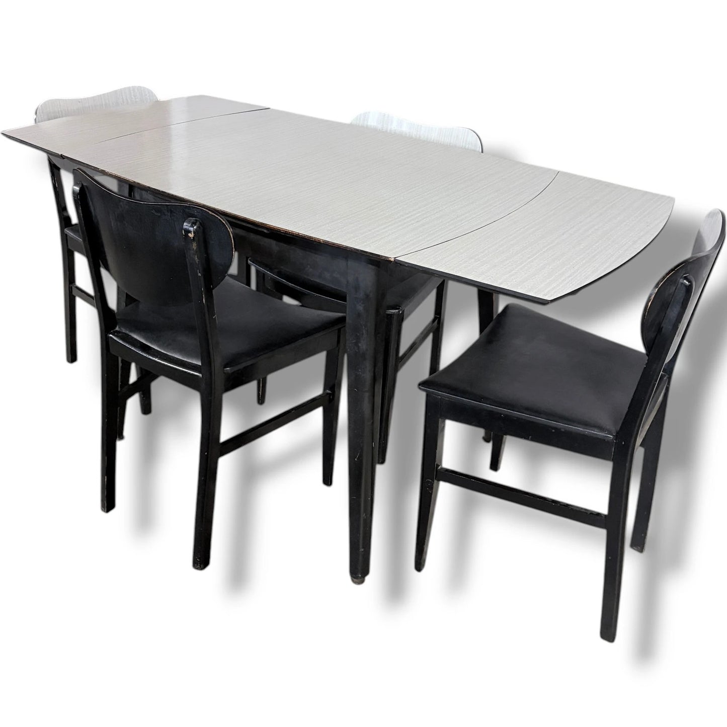 Vintage Drop-Leaf Dining Table – Mid-Century White Formica Extendable Set