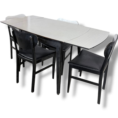 Vintage Drop-Leaf Dining Table – Mid-Century White Formica Extendable Set