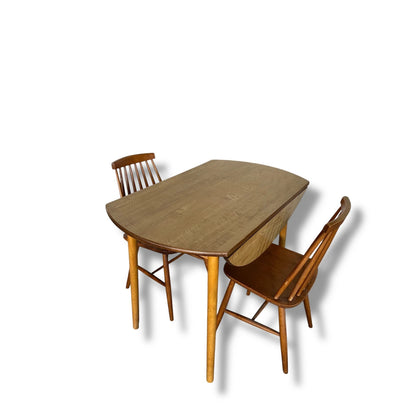 Vintage Drop Leaf Dining Table with Stickback Chairs – Space Saving Kitchen Set