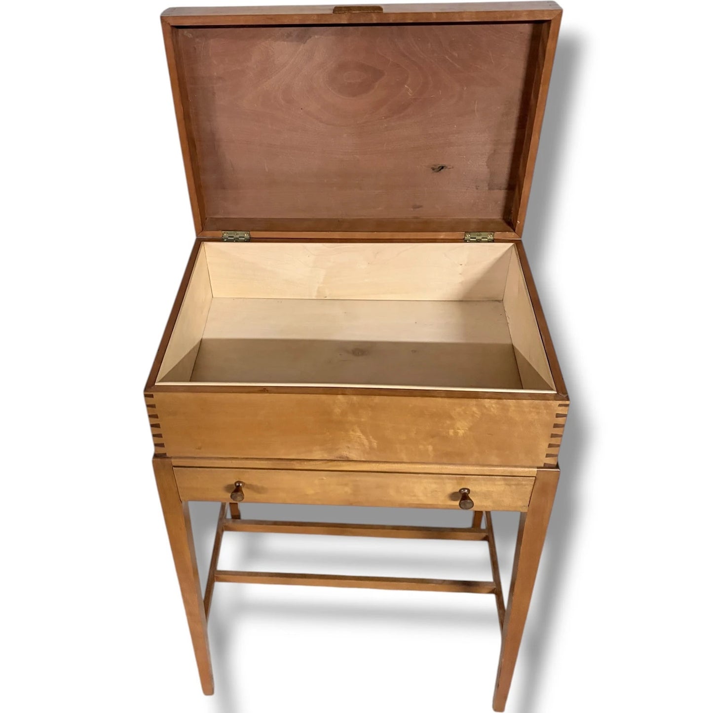 Mid Century Storage Table - Lift Top Utility Side Table with Drawer