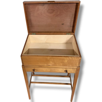 Mid Century Storage Table - Lift Top Utility Side Table with Drawer