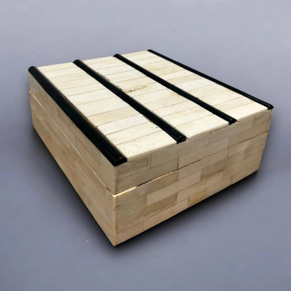 Mid-Century Bone & Ebony Inlay Decorative Box, 1960s