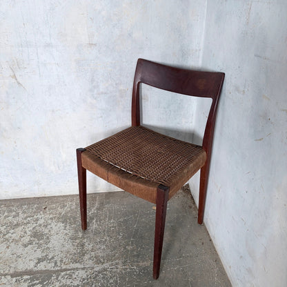 Poul Cadovius “Pia” Danish Teak Dining Chair with Rush Seat