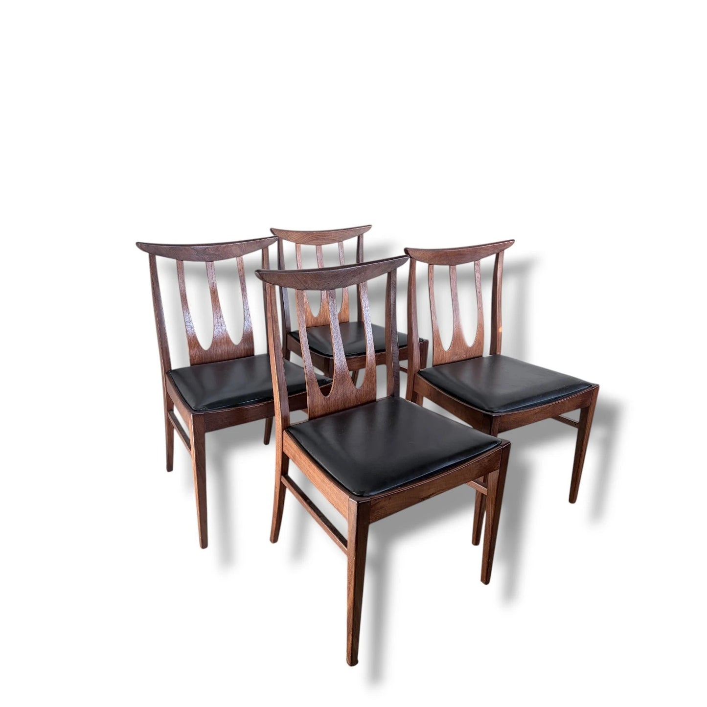 G Plan Brasilia Chairs - Set of 4 Vintage Teak Dining Chairs with Black Vinyl Upholstery — view 9