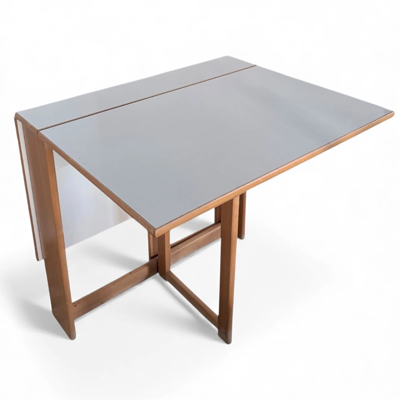 Drop Leaf Dining Table - Vintage Habitat Beech Wood With White Laminate Top — view 10