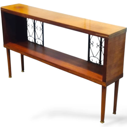 Mid-Century Modern Bookcase – Teak Wood With Iron Frame & Slender Tapered Legs