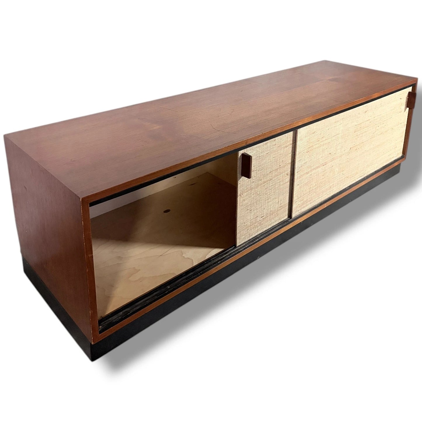 Florence Knoll Sideboard | Mid Century Teak Wood Cabinet With Seagrass Doors