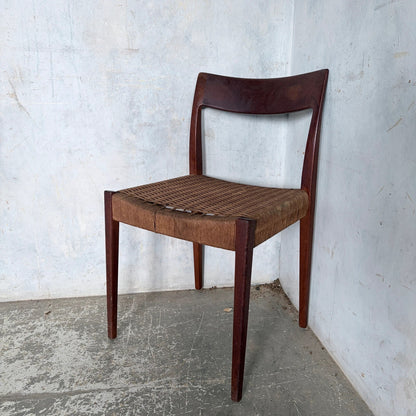 Poul Cadovius “Pia” Danish Teak Dining Chair with Rush Seat