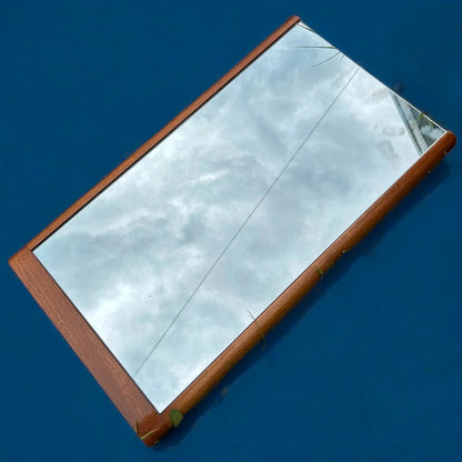 Mid Century Teak Mirror - Danish Rectangular Wall Mounted Vintage Mirror