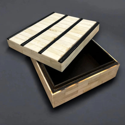 Mid-Century Bone & Ebony Inlay Decorative Box, 1960s