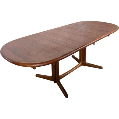 Mid Century Dining Table – Danish Teak Oval Extending Table with Double Leaves — view 10