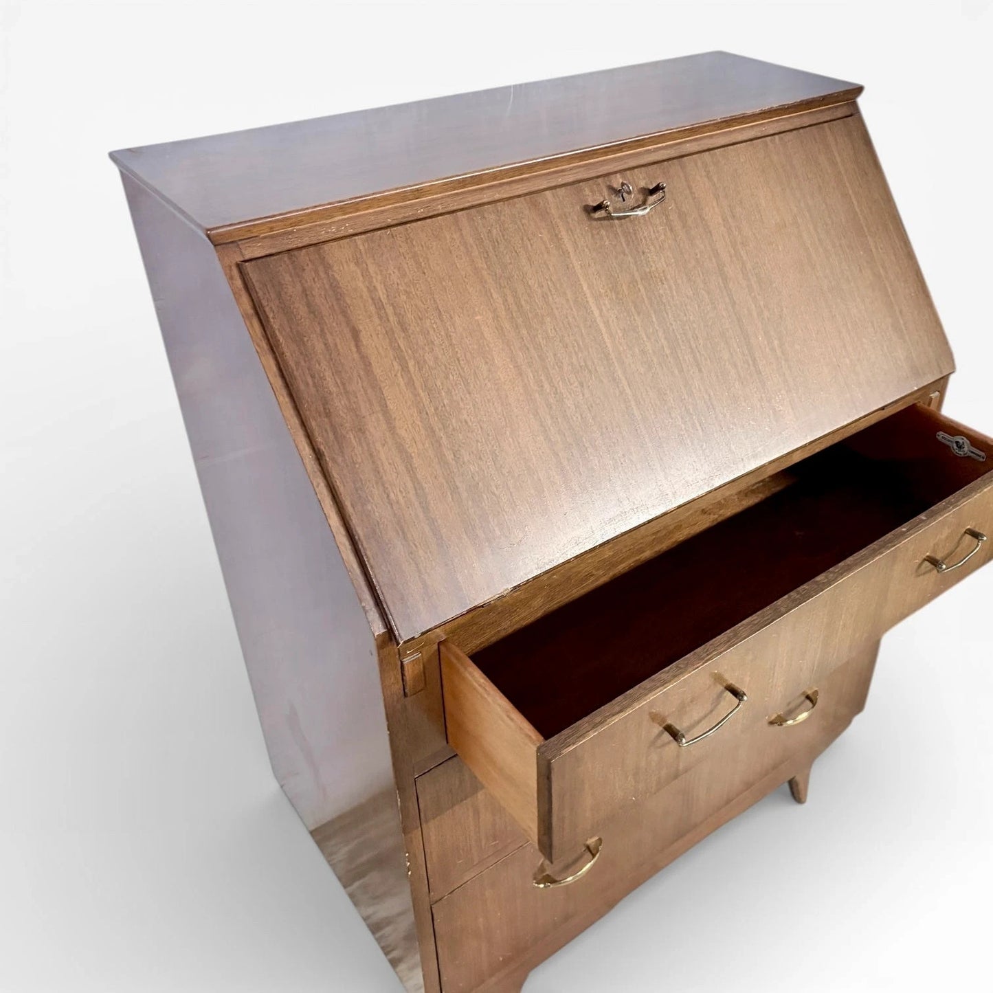 Mid Century Sutcliffe of Todmorden Walnut Bureau Writing Desk