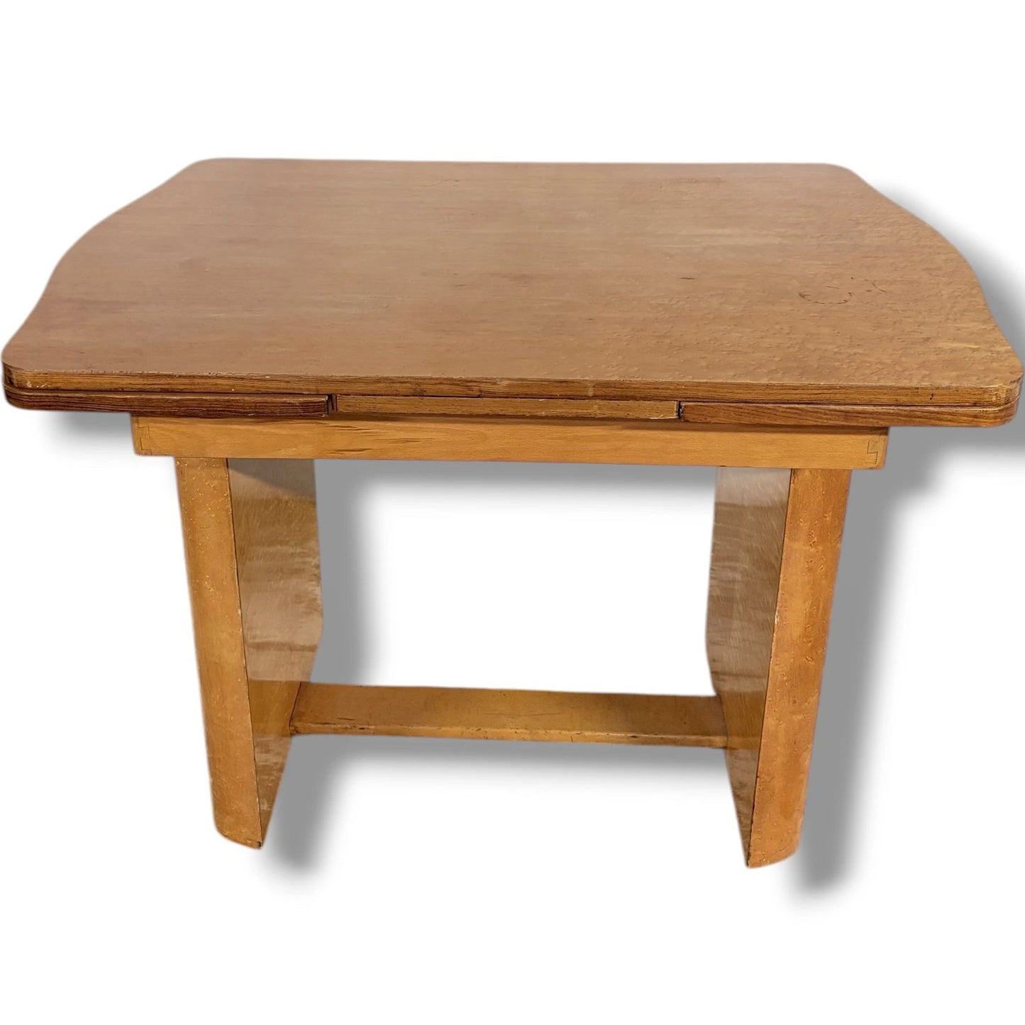 Art Deco Walnut Dining Table | Vintage Draw Leaf Extending Dining Table With Pedestal Legs