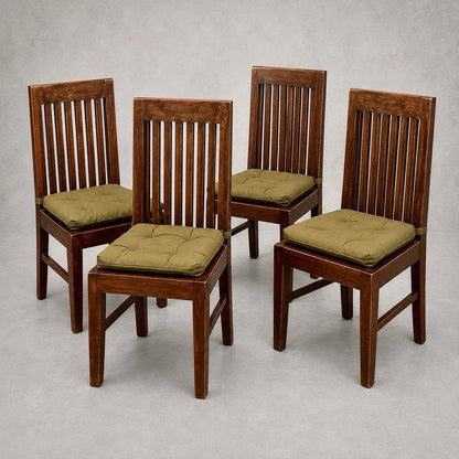 Set of four mango wood high-back dining chairs – main view