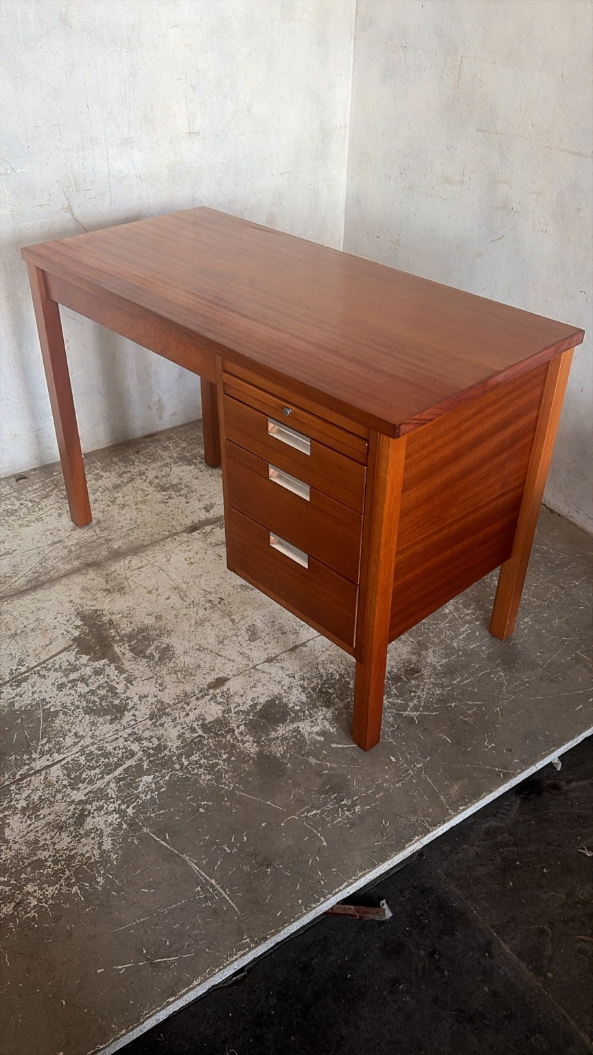Mid Century teak and chrome compact writing desk view 3