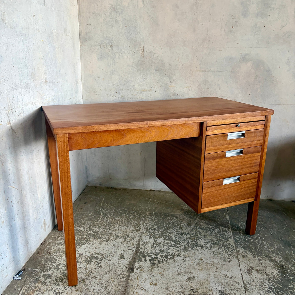 Mid Century teak and chrome compact writing desk view 6