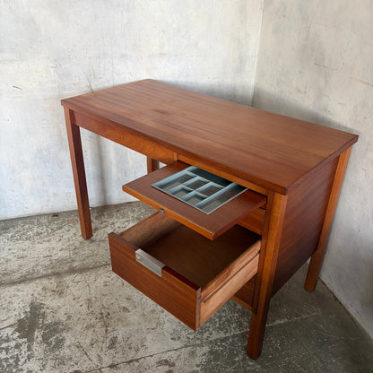 Mid Century teak and chrome compact writing desk view 7
