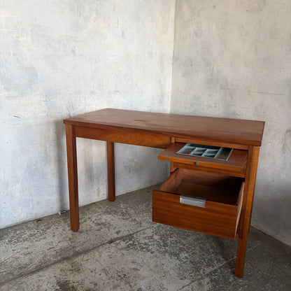 Mid Century teak and chrome compact writing desk view 8